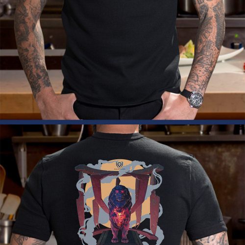 BLACK T Shirt Color StoneLion mantattoo