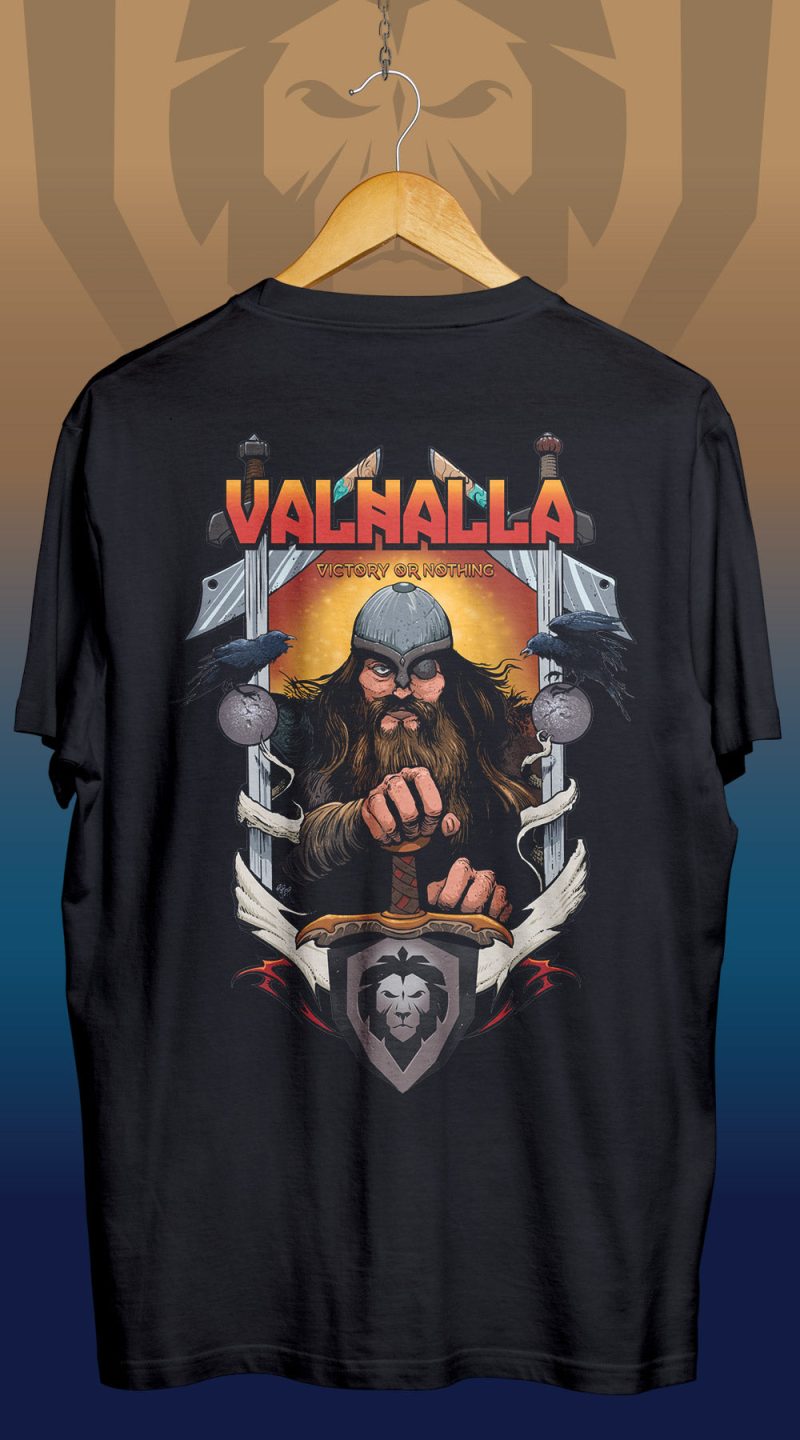 Valhala BLACK T Shirt Back Designs